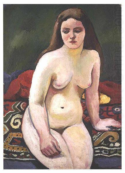 August Macke Female nude at a knited carpet china oil painting image